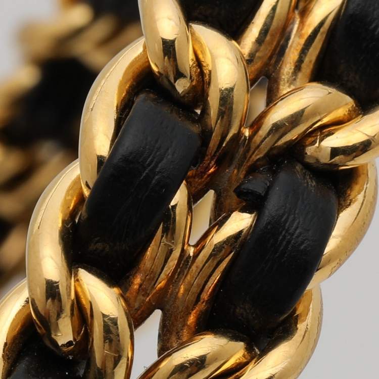 Pre Owned Chanel Black Gold Plated Stainless Steel Leather Premiere H6951 Women's Wristwatch 20 mm