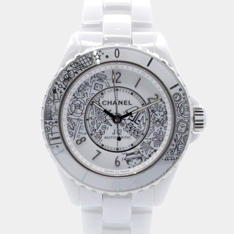 Pre Owned Chanel J12 H6476 Automatic White Ceramic Women's Wristwatch 39 mm