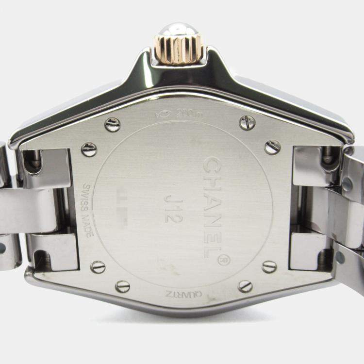 Pre Owned Chanel  J12 H4197 Quartz Grey 18k Rose Gold Ceramic Women's Wristwatch 34 mm