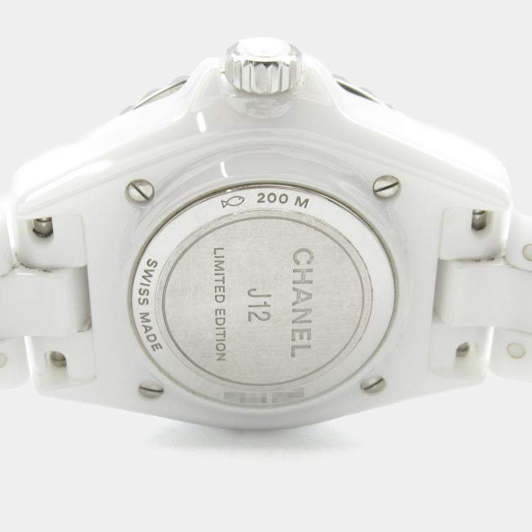 Pre Owned ساعة يد نسائية شانيل J12 H7419 سيراميك أبيض كوارتز 33.5 مم