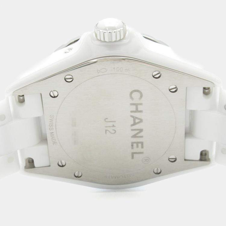 Pre Owned Chanel J12 H3404 Automatic White Ceramic Women's Wristwatch 39 mm