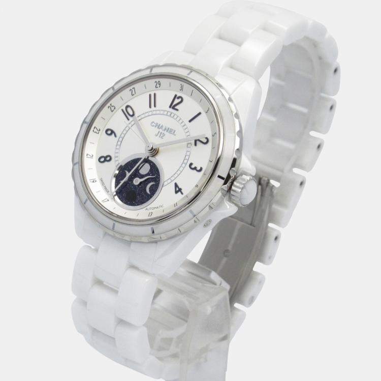 Pre Owned Chanel J12 H3404 Automatic White Ceramic Women's Wristwatch 39 mm