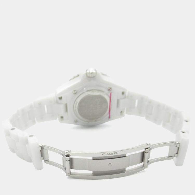 Pre Owned Chanel J12 H7990 Quartz White Ceramic Women's Wristwatch 33.5 mm
