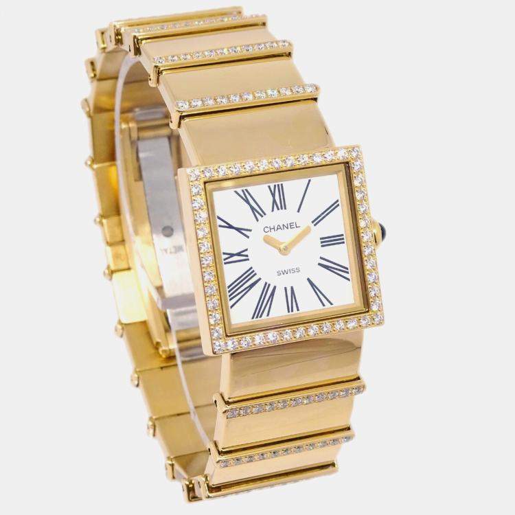 Pre Owned Chanel Mademoiselle Y.N.118910 Quartz 18k Yellow Gold Women's Wristwatch 23 mm