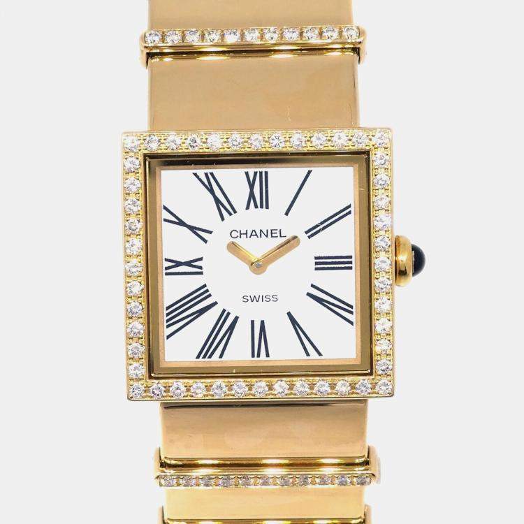 Pre Owned Chanel Mademoiselle Y.N.118910 Quartz 18k Yellow Gold Women's Wristwatch 23 mm
