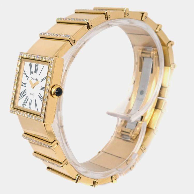 Pre Owned Chanel Mademoiselle Y.N.118910 Quartz 18k Yellow Gold Women's Wristwatch 23 mm
