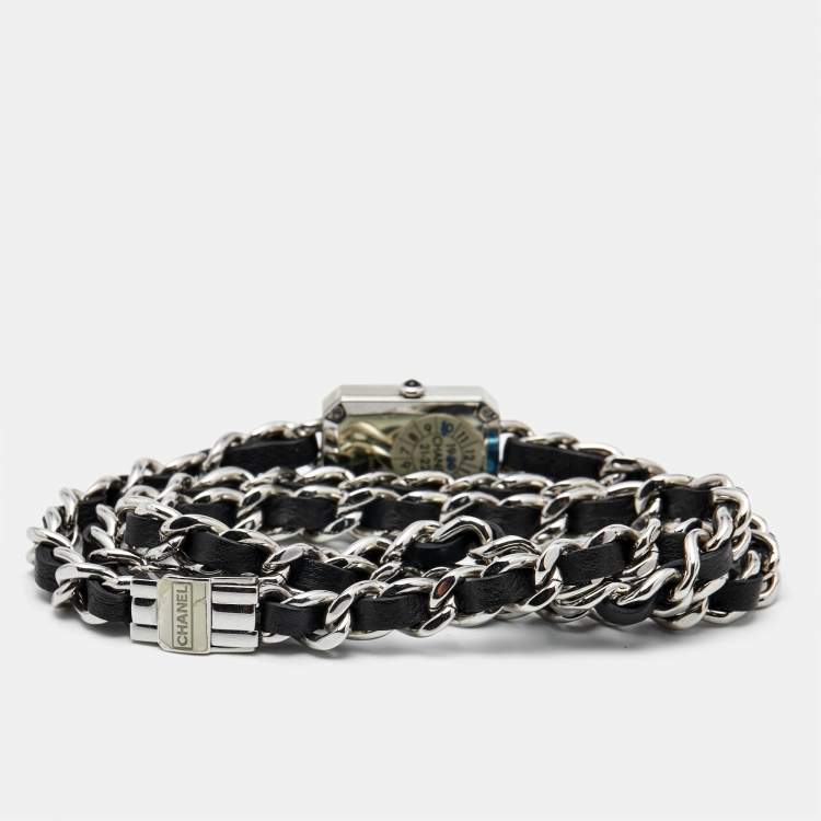 Pre Owned Chanel Premiere H3749 Black Dial Stainless Steel Leather Women's Wristwatch 16 mm