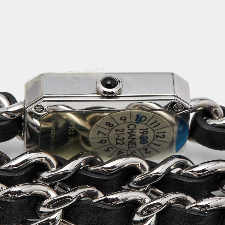 Pre Owned Chanel Premiere H3749 Black Dial Stainless Steel Leather Women's Wristwatch 16 mm