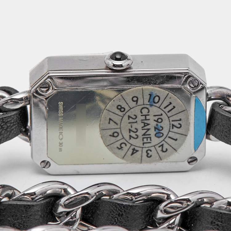 Pre Owned Chanel Premiere H3749 Black Dial Stainless Steel Leather Women's Wristwatch 16 mm