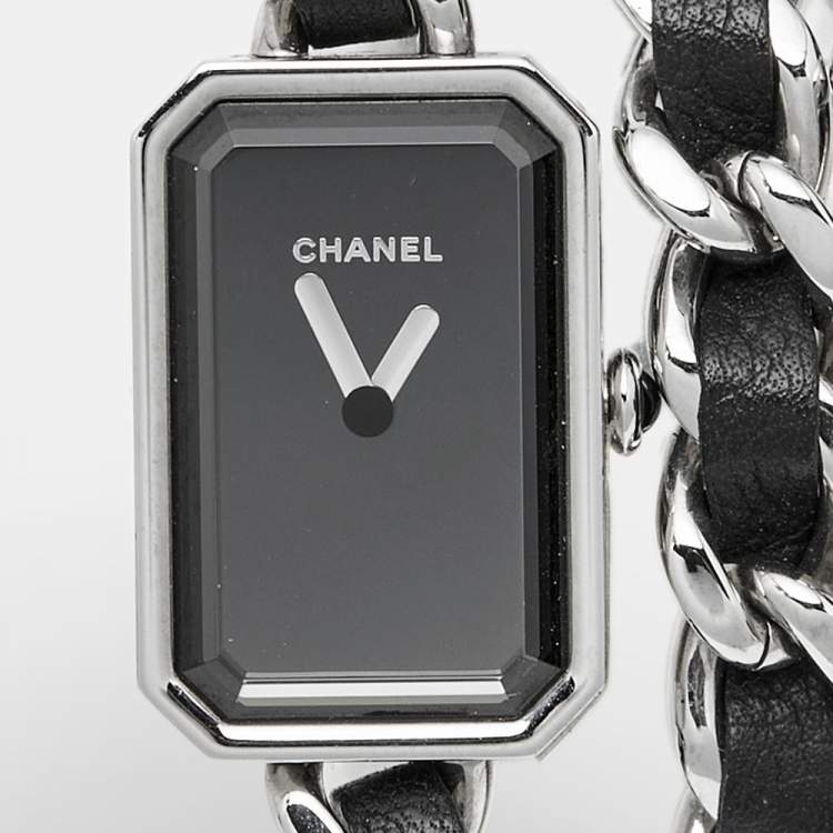 Pre Owned Chanel Premiere H3749 Black Dial Stainless Steel Leather Women's Wristwatch 16 mm