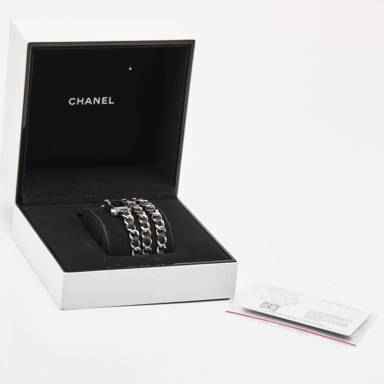 Pre Owned Chanel Premiere H3749 Black Dial Stainless Steel Leather Women's Wristwatch 16 mm