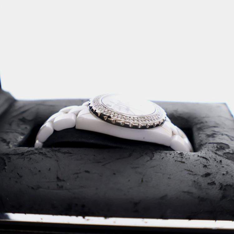 Pre Owned Chanel J12 White Quartz Ceramic Stainless Steel Women's Wristwatch 33 MM