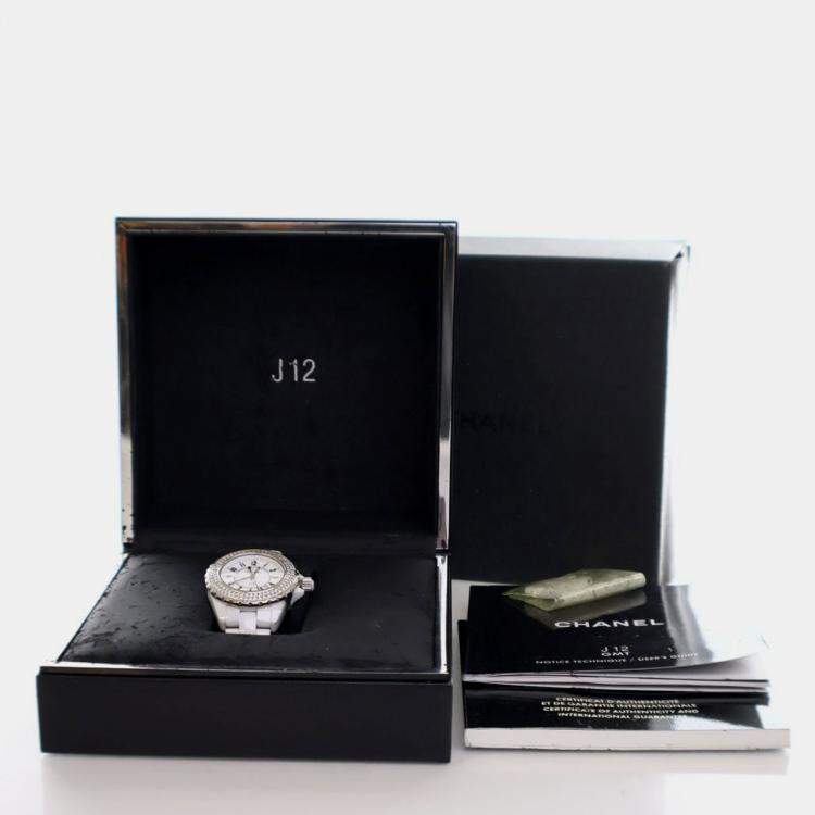 Pre Owned Chanel J12 White Quartz Ceramic Stainless Steel Women's Wristwatch 33 MM