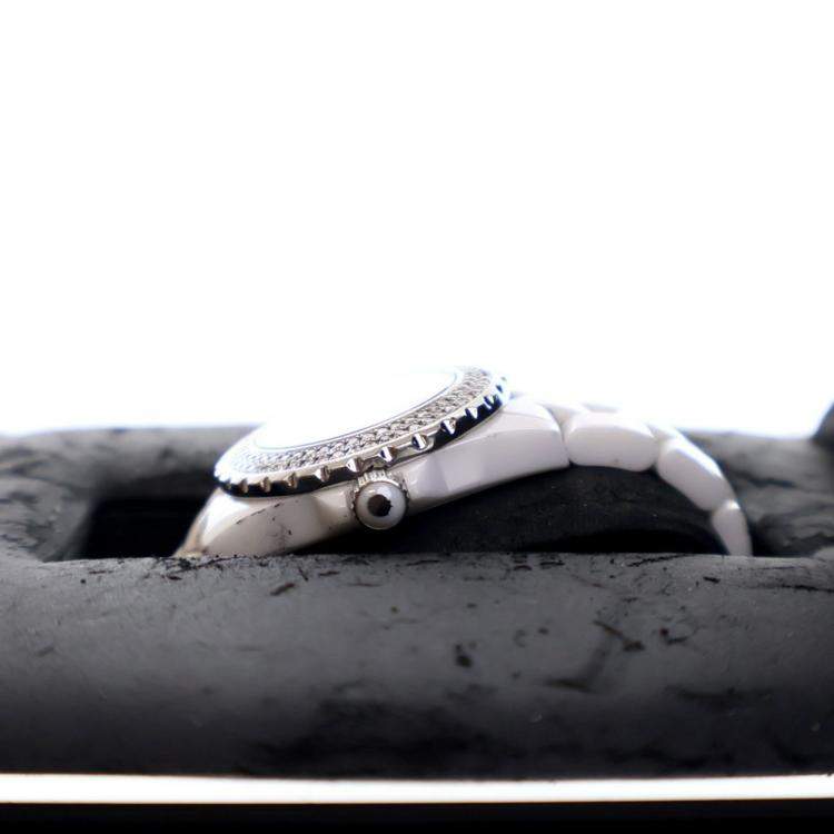 Pre Owned Chanel J12 White Quartz Ceramic Stainless Steel Women's Wristwatch 33 MM