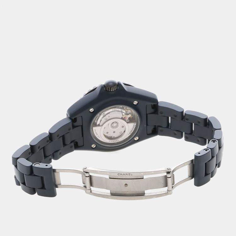 Pre Owned Chanel J12 H9657 Automatic Blue Diamonds Ceramic Women's Wristwatch 33mm