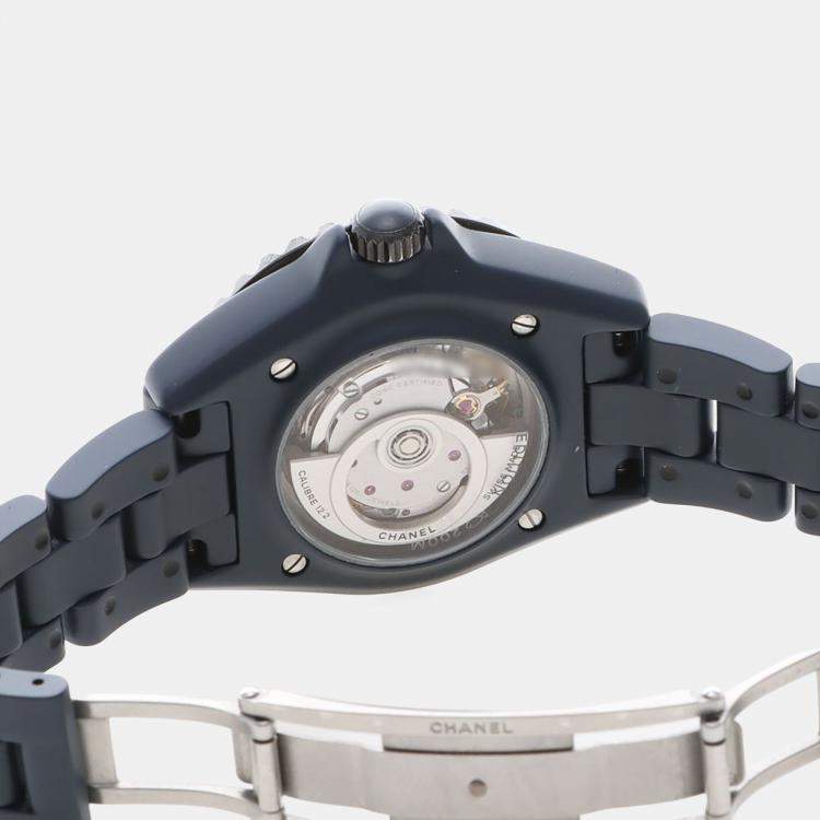 Pre Owned Chanel J12 H9657 Automatic Blue Diamonds Ceramic Women's Wristwatch 33mm