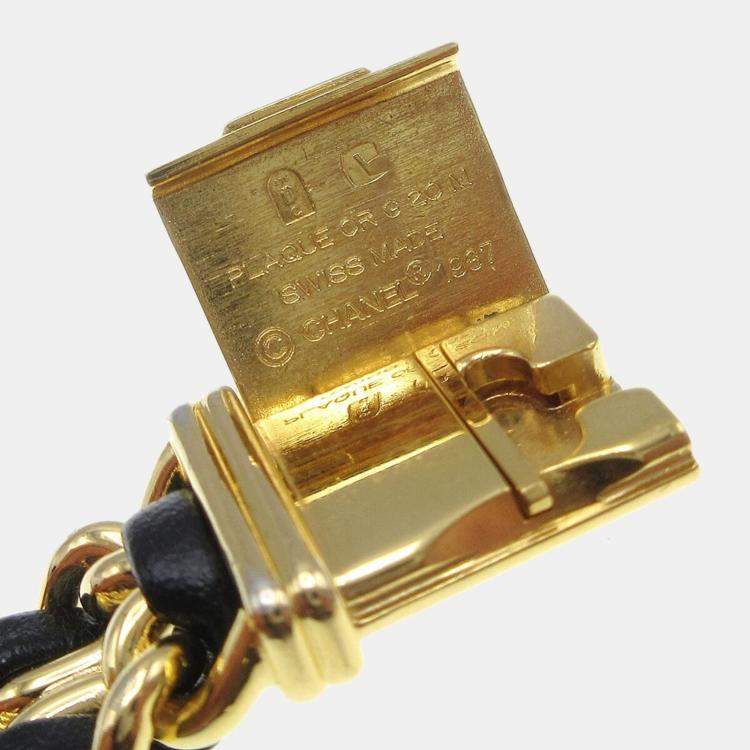 Pre Owned Chanel Premiere Quartz Black Yellow Gold Plated Stainless Steel Women's Wristwatch 20 mm