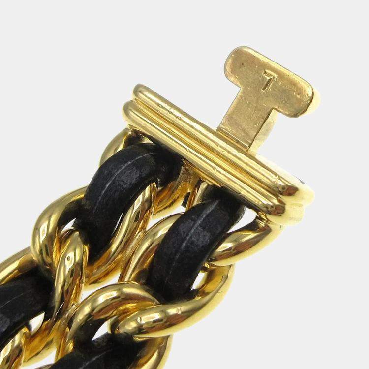 Pre Owned Chanel Premiere Quartz Black Yellow Gold Plated Stainless Steel Women's Wristwatch 20 mm