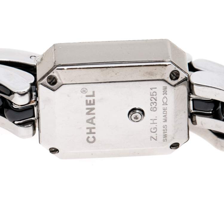 Pre Owned Chanel Black Ceramic Stainless Steel Diamond Premiere Women's Wristwatch 15 mm