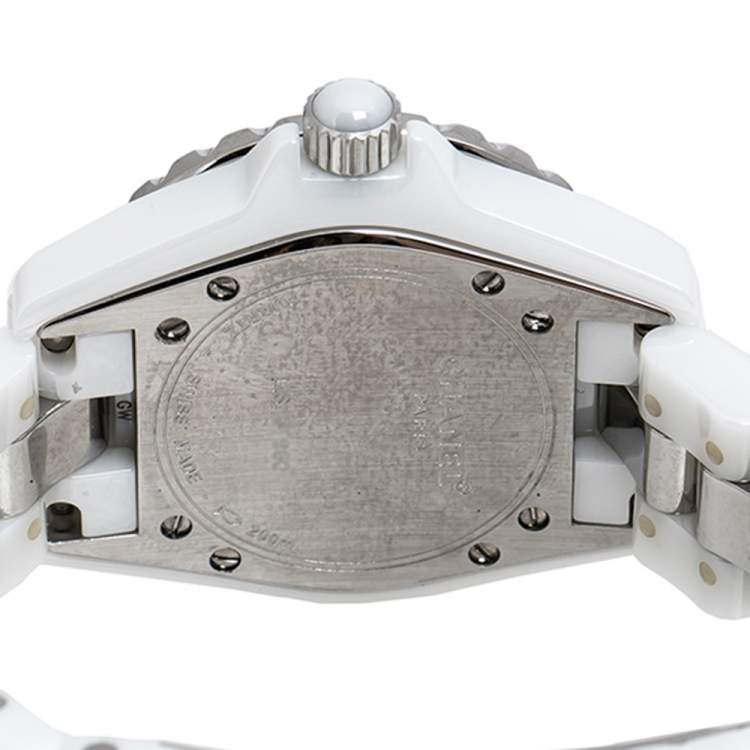 مملوكة مسبقًا Chanel White Ceramic Diamond J12 Women's Wristwatch 34 mm