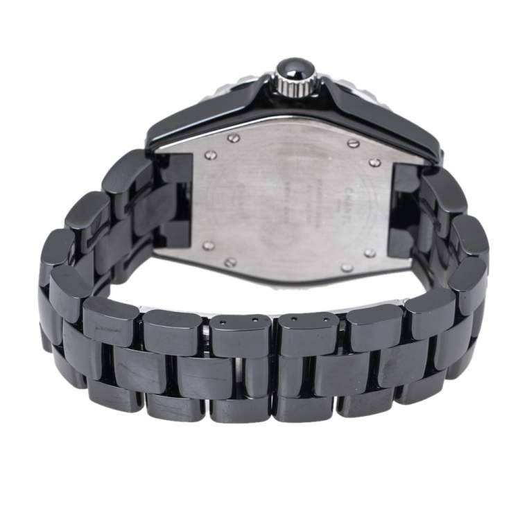 Pre Owned Chanel Black Ceramic Stainless Steel J12 Women's Wristwatch 39 mm