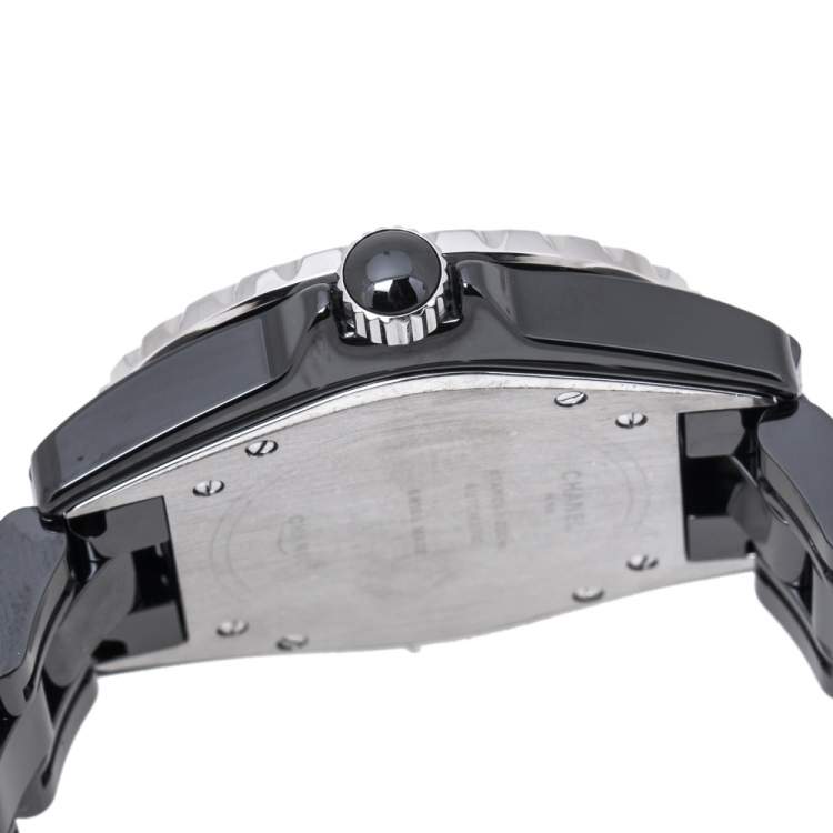 Pre Owned Chanel Black Ceramic Stainless Steel J12 Women's Wristwatch 39 mm