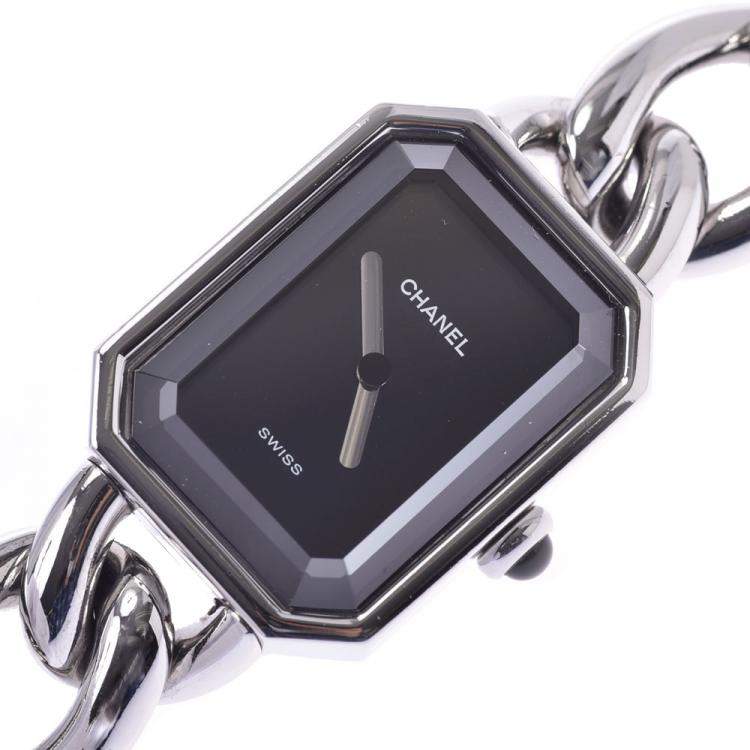 Pre Owned Chanel Black Stainless Steel Premiere Quartz Women's Wristwatch 20 MM