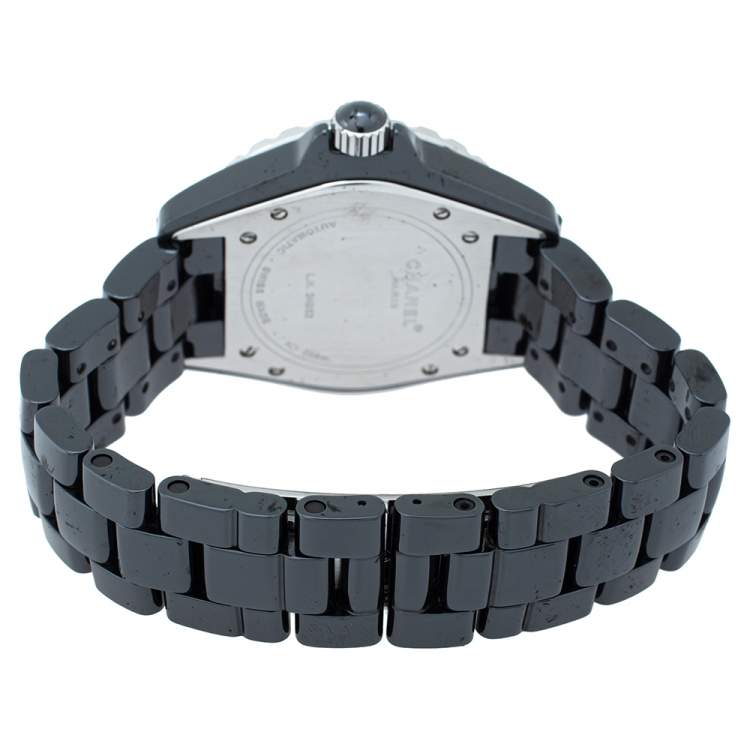 Pre Owned Chanel Black Ceramic Stainless Steel Diamond Ceramic J12 H1757 Unisex Wristwatch 38 mm