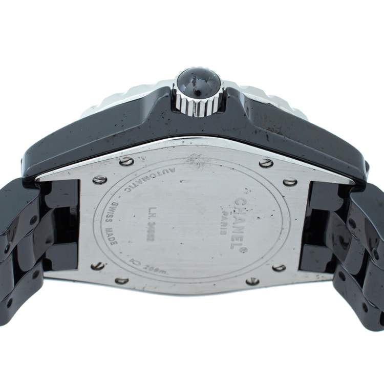 Pre Owned Chanel Black Ceramic Stainless Steel Diamond Ceramic J12 H1757 Unisex Wristwatch 38 mm