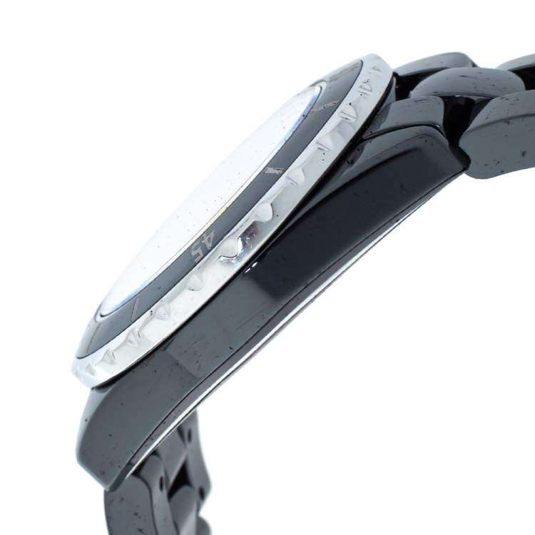 Pre Owned Chanel Black Ceramic Stainless Steel Diamond Ceramic J12 H1757 Unisex Wristwatch 38 mm