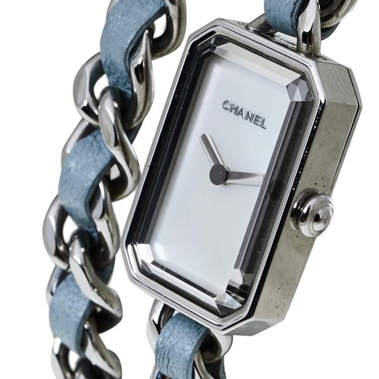 Pre Owned Chanel Mother of Pearl Stainless Steel Leather H4327 Première Rock Quartz Women's Wristwatch 16 MM