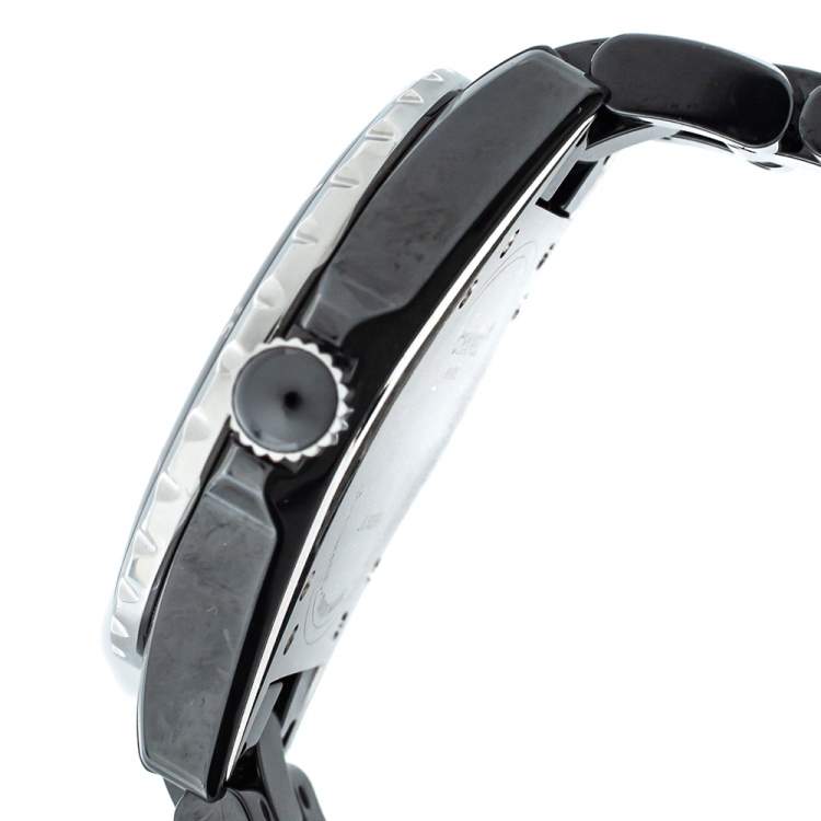 Pre Owned Chanel Black Ceramic Ruby J12 Automatic Women's Wristwatch 38 mm