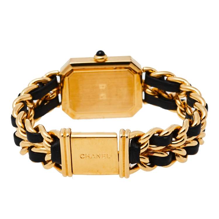 Pre Owned Chanel Black Gold Plated Stainless Steel Premiere H0001 Women's Wristwatch 20 mm