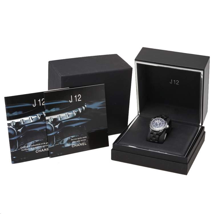 Pre Owned Chanel Black Ceramic & Rubber J12 H0681 Unisex Wristwatch 33 mm