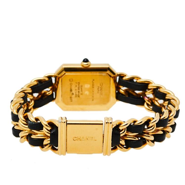 Pre Owned Chanel Black Gold Plated Stainless Steel Premiere H0001 Women's Wristwatch 20 mm