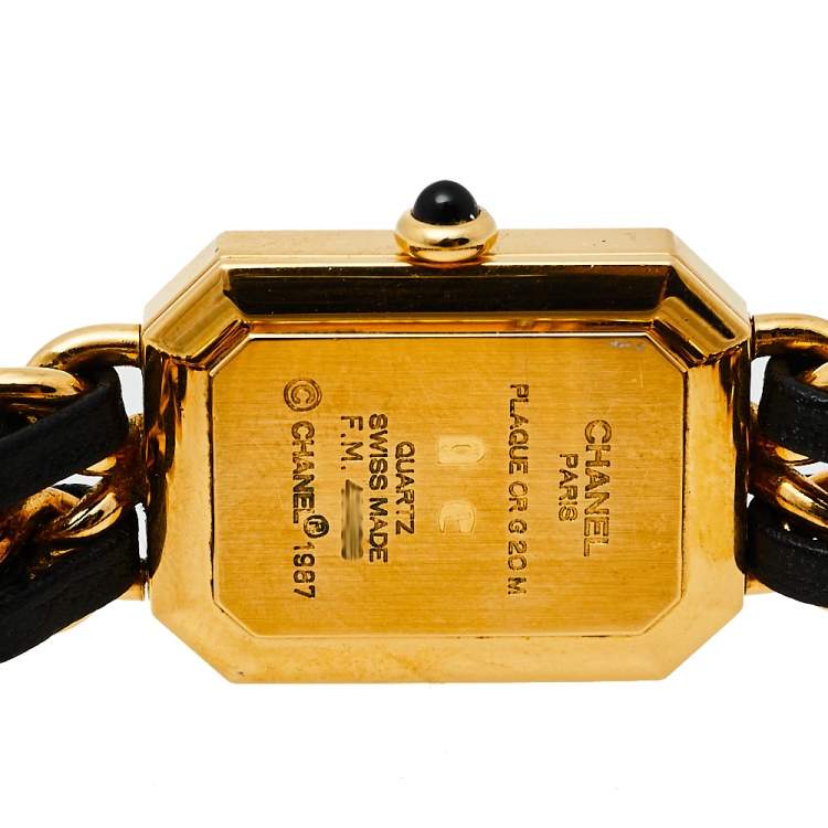 Pre Owned Chanel Black Gold Plated Stainless Steel Premiere H0001 Women's Wristwatch 20 mm