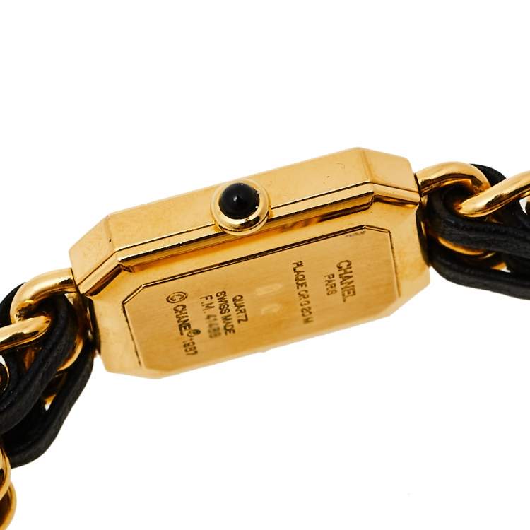 Pre Owned Chanel Black Gold Plated Stainless Steel Premiere H0001 Women's Wristwatch 20 mm