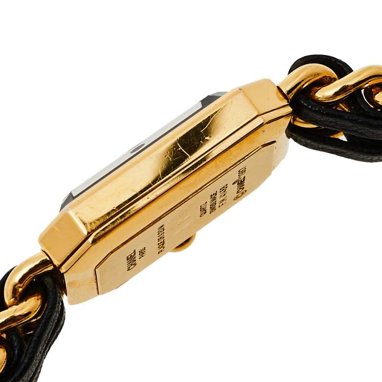 Pre Owned Chanel Black Gold Plated Stainless Steel Premiere H0001 Women's Wristwatch 20 mm