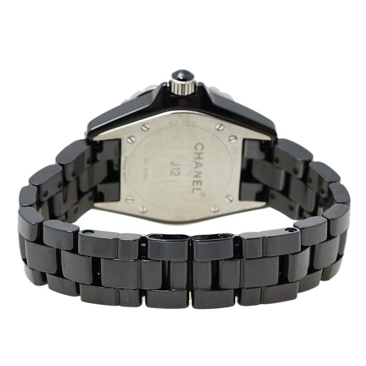 Pre Owned Chanel Black Ceramic and Stainless Steel J12 Women's Wristwatch 33 mm