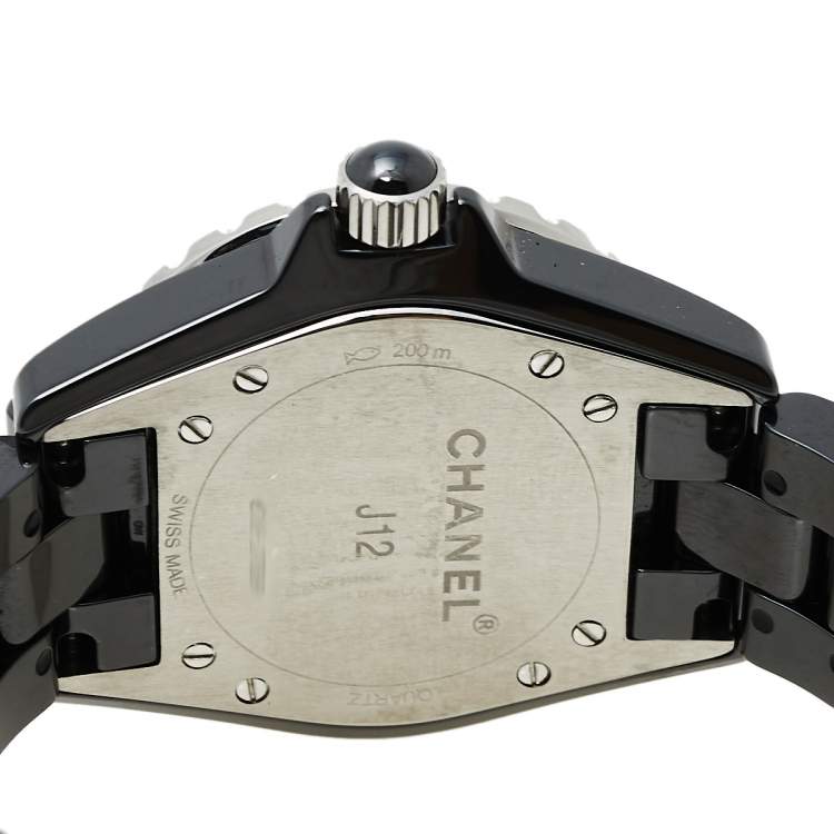 Pre Owned Chanel Black Ceramic and Stainless Steel J12 Women's Wristwatch 33 mm