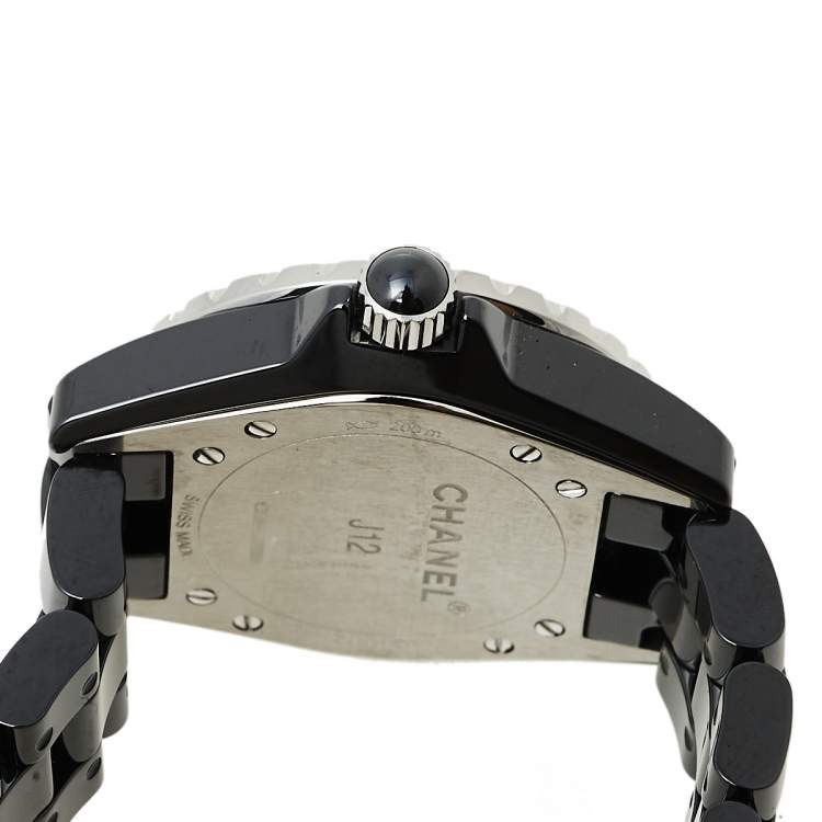 Pre Owned Chanel Black Ceramic and Stainless Steel J12 Women's Wristwatch 33 mm