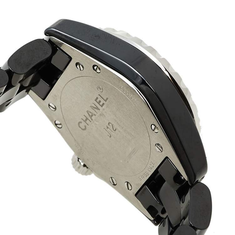 Pre Owned Chanel Black Ceramic and Stainless Steel J12 Women's Wristwatch 33 mm