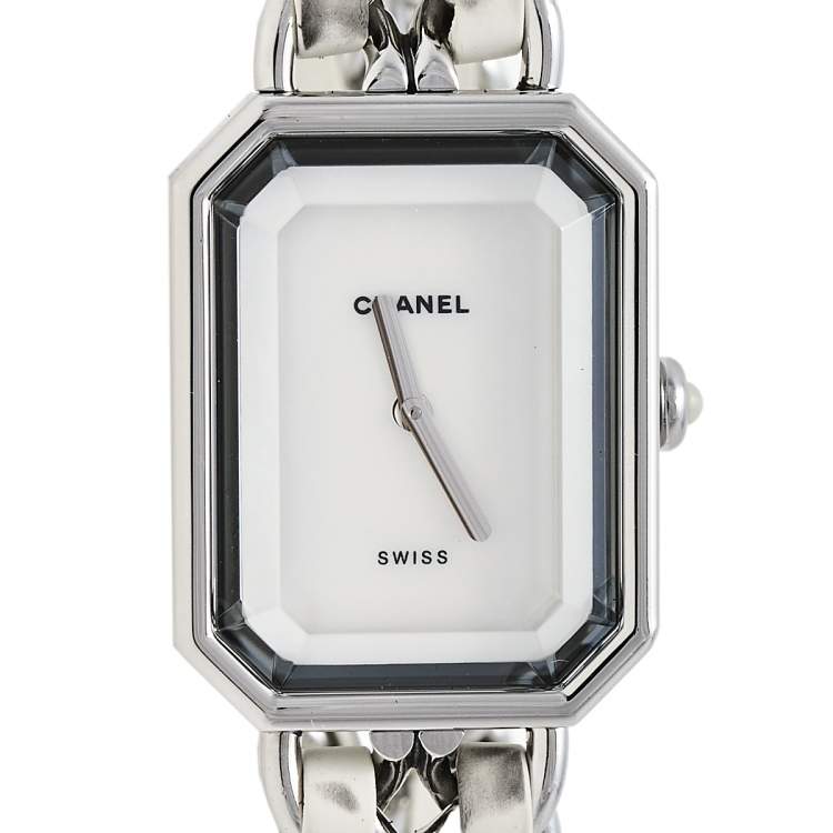 Pre Owned Chanel Mother of Pearl Stainless Steel Leather Premiere H1639 Women's Wristwatch 26mm x 20mm