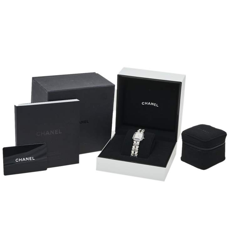 Pre Owned Chanel Mother of Pearl Stainless Steel Leather Premiere H1639 Women's Wristwatch 26mm x 20mm