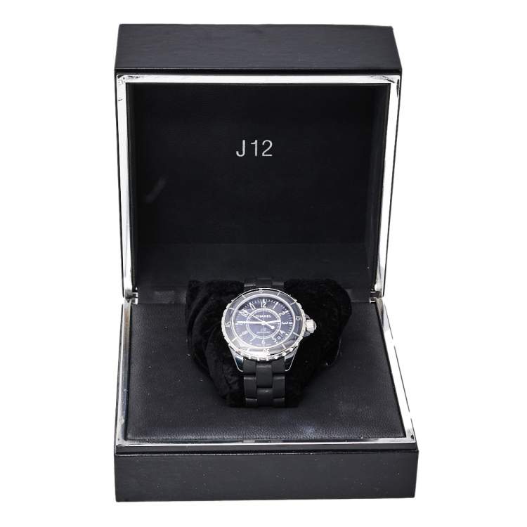 Pre Owned Chanel Black Ceramic Rubber J12 Women's Wristwatch 38 mm