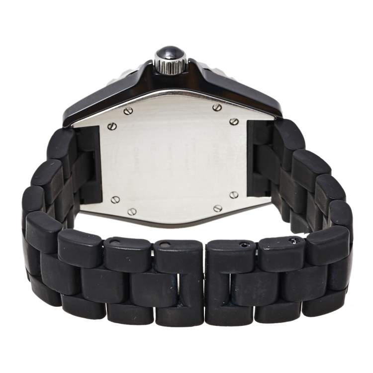 Pre Owned Chanel Black Ceramic Rubber J12 Women's Wristwatch 38 mm