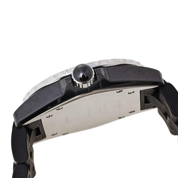 Pre Owned Chanel Black Ceramic Rubber J12 Women's Wristwatch 38 mm