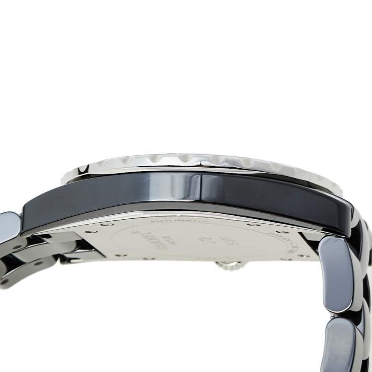 Pre Owned Chanel Black Stainless Steel J12 GMT H3101 Automatic Unisex Wristwatch 42 mm