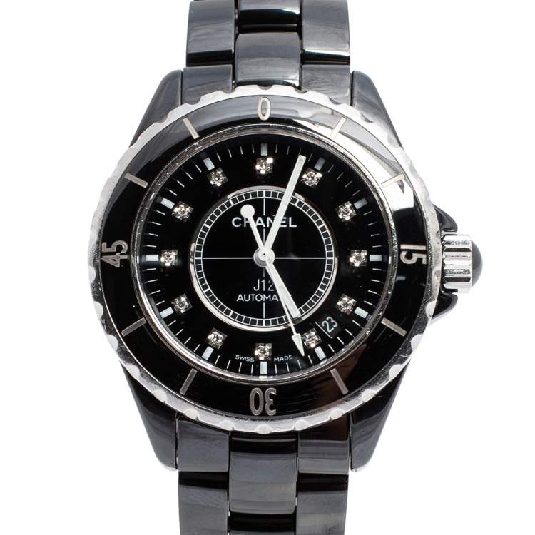 Pre Owned Chanel Black Ceramic J12 H1626 Women's Wristwatch 38 mm