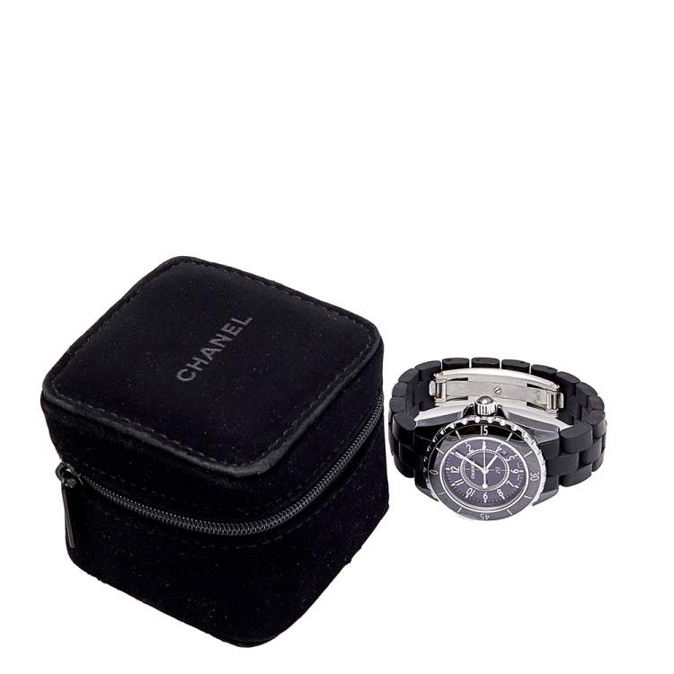 Pre Owned Chanel Black Ceramic Rubber J12 H0681 Women's Wristwatch 33 mm
